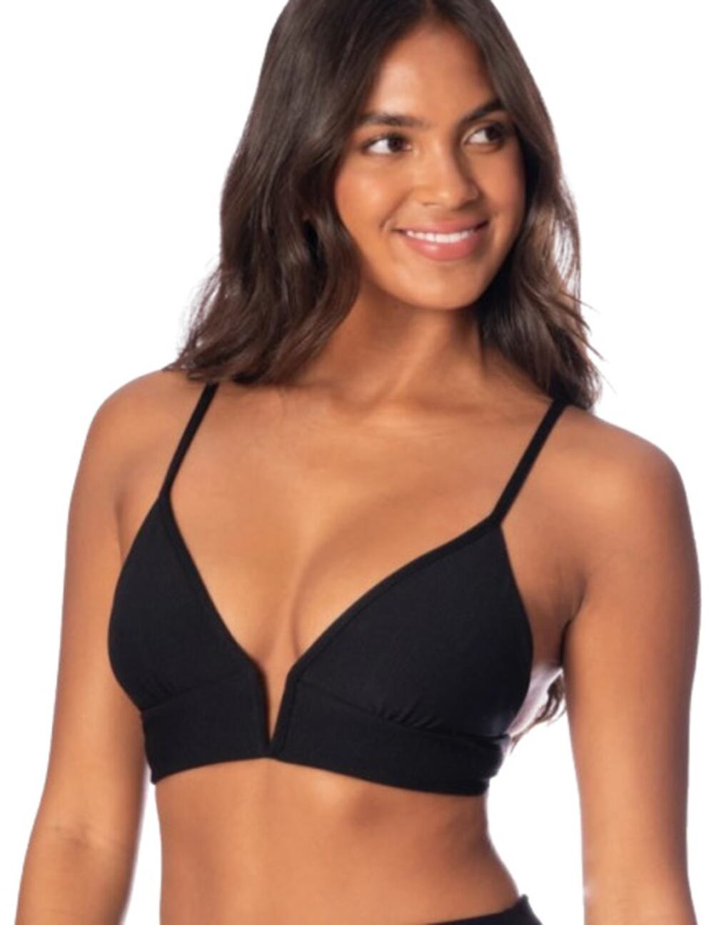 MAAJI Women's Jade Parade Long Line Triangle Bikini Top XL Black NWT